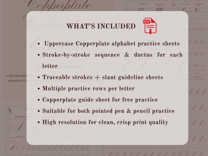 Copperplate Calligraphy Uppercase Alphabets Traceable Practice Sheets ...