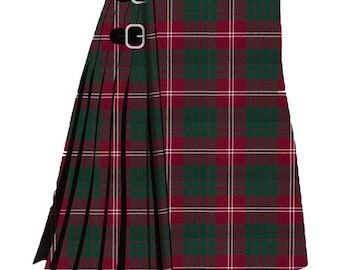 Falda escocesa moderna Clan Crawford hecha a mano / Falda escocesa de tartán de 8 yardas para hombre