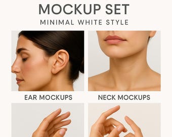 Makieta kolczyków i naszyjników na modelu – Czysta ekspozycja biżuterii na Etsy