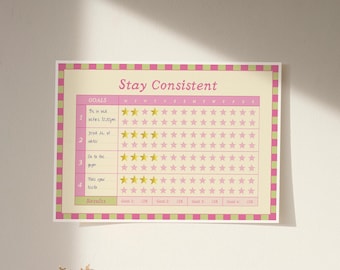Star Sticker Habit Tracker Printable A3 - 4 Goals Over 28 Days