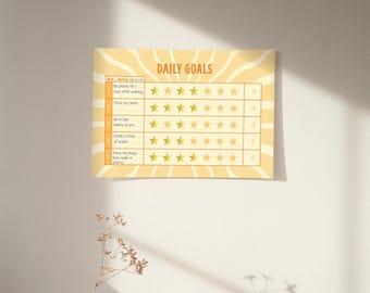 Bright Sunny Weekly Habit Tracker Printable - A4 Sticker Reward Chart for 5 Goals