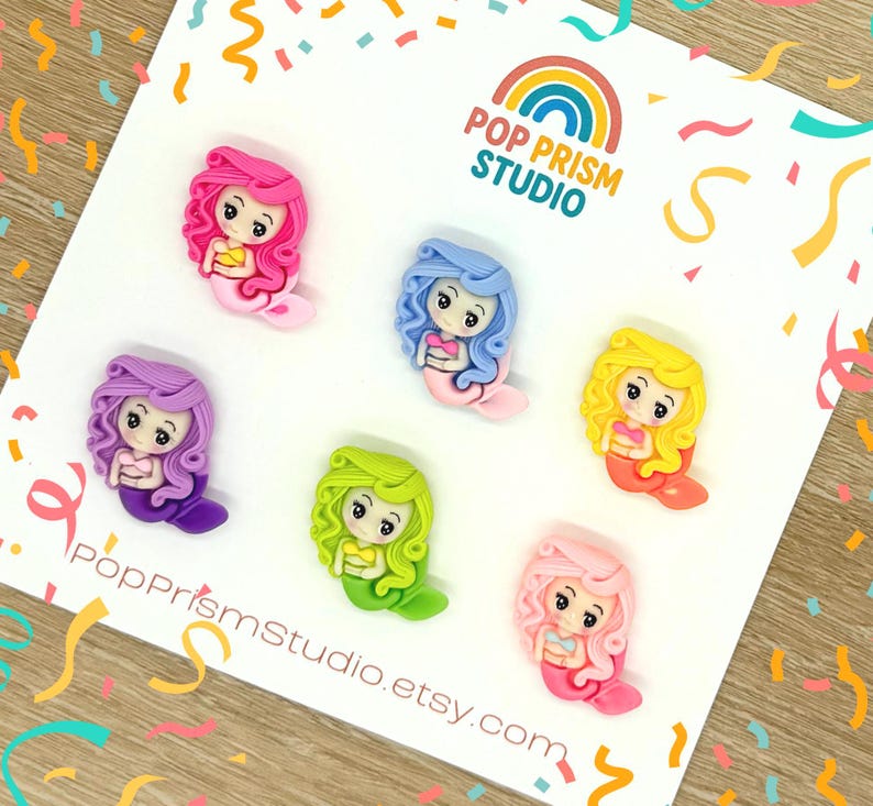 Resin Mermaid Refrigerator Magnets, Set of 6: Cute, Colorful Sea Decor ...