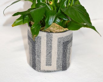 4 inch planter pot San Miguel Native American WOOL planter fabric pot indoor pot herb pot succulent pot gift Filbert Fashions More Beige