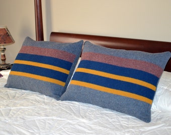 ONE Standard Bed Pillow Sham BLUE LAKE Yakima Camp Blanket rustic decor lodge cabin bunkhouse camping airstream tear drop camper van