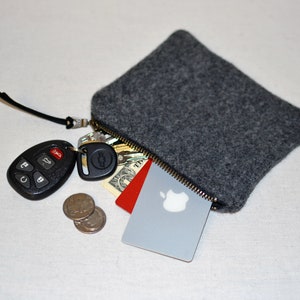 Monedero con cremallera, monedero clásico de lana gris jaspeado, cargador de teléfono, almacenamiento de auriculares, botón, bolsa de costura, Parque Olímpico, Día de la Madre