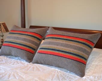 Standard Bed Pillow Sham ONE handmade Brown MINERAL UMBER Pendleton Yakima Camp Blanket glamp camping trailers teardrop airstream Camper Van