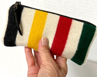 Glacier National Park Wool Zipper Pouch Glasses Case or Wallet ** Handmade of medium weight Pendleton Wool