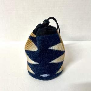 Ladies or Mens Golf Bag / Drawstring Bag / Golf Tee Bag / Golf Valuables Bag / Native American Wool / Blues and brown  / Sports Bag / Gift