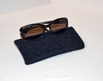 Super Soft Classic BLACK WOOL Sunglass Eyeglass Readers Glasses Pouch Case handmade thick protective Portland Oregon Wool Filbert Fashions