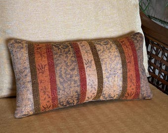 Wool Pillow handmade from French Babel Wool Shawl - Small Lumbar Support - Baroque Vintage Look - upcycled repurposed - Office, Home Decor