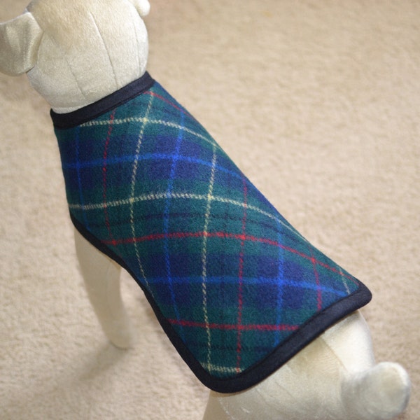 Wool PLAID Dog Coat Jacket Sweater - adjustable small, medium size dogs - tartan plaid dog coat - warm dog coat - winter dog coat