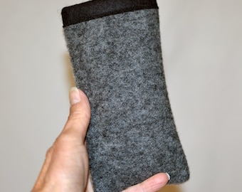 Eyeglasses Pouch Case for Readers Sunglasses - Made of super soft Heather Grey Wool from Olympic Pend Blanket - small gift