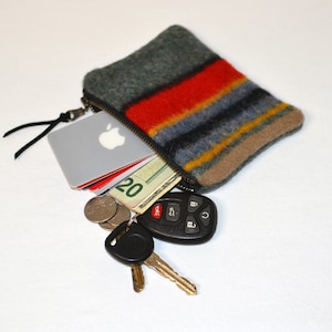 small rugged Zipper Pouch Bag hiking camping backpacking climbing storage HEATHER GREEN Yakima Camp Blanket WOOL FilbertFashions Coin Purse