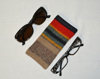 Eyeglasses Sunglasses Readers Glasses CASE made of Brown Yakima Camp Blanket Wool Heather brown eyeglass sunglass reading