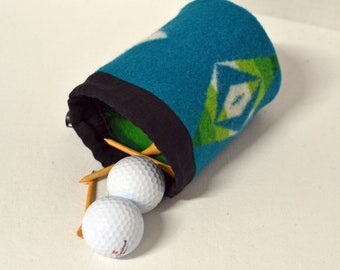 FilbertFashions Golf Tees Valuables Bag Camera Lens storage camera equipment Drawstring made of Native blanket weight wool pouch golfer gift