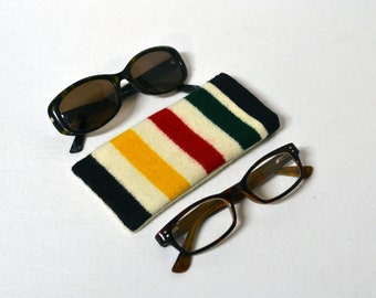 Sunglasses Eyeglasses Readers Case handcrafted striped Glacier Park Wool sunglass eyeglass case pouch national park gift hiking
