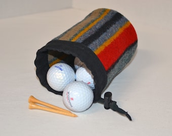 GOLF TEE BAG Yakima Camp Wool Blanket recycled upcycled repurposed camping climbing hiking Drawstring Bag Rugged Bag Camera FilbertFashions