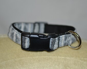 50% Off - Dog Collar Special Fancy Tribal Small Medium (13-19 in) Dog Collar black white grey Native American wool adjustable Christmas Gift
