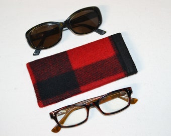 Filbert Fashions Sunglasses Pouch heavy buffalo plaid Filson Mackinaw blanket wool red black plaid hiking fishing climbing backpacking