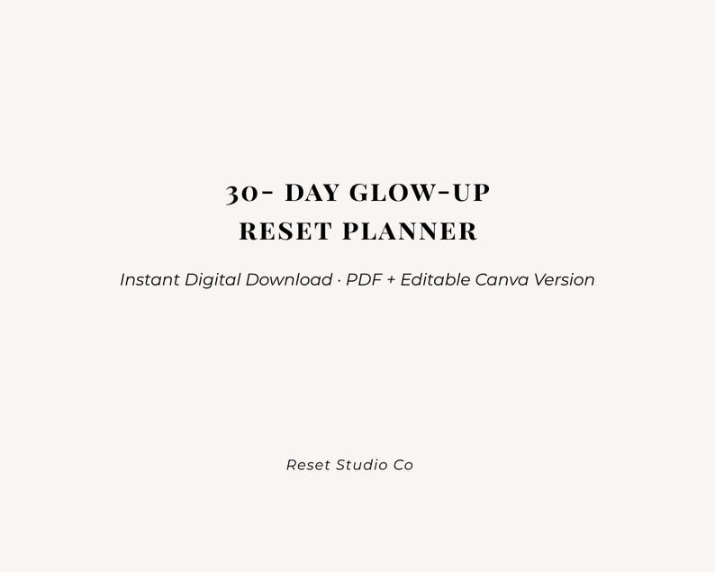 30-day Glow up Reset Planner Printable -clean Girl Aesthetic Daily ...
