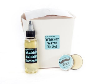 Whisker Wares To-Go Gift Sets with Mustache Wax and Stubble Bubbles Shaving & Beard Conditioning Oil!  Blended Fresh to Order… just for you!