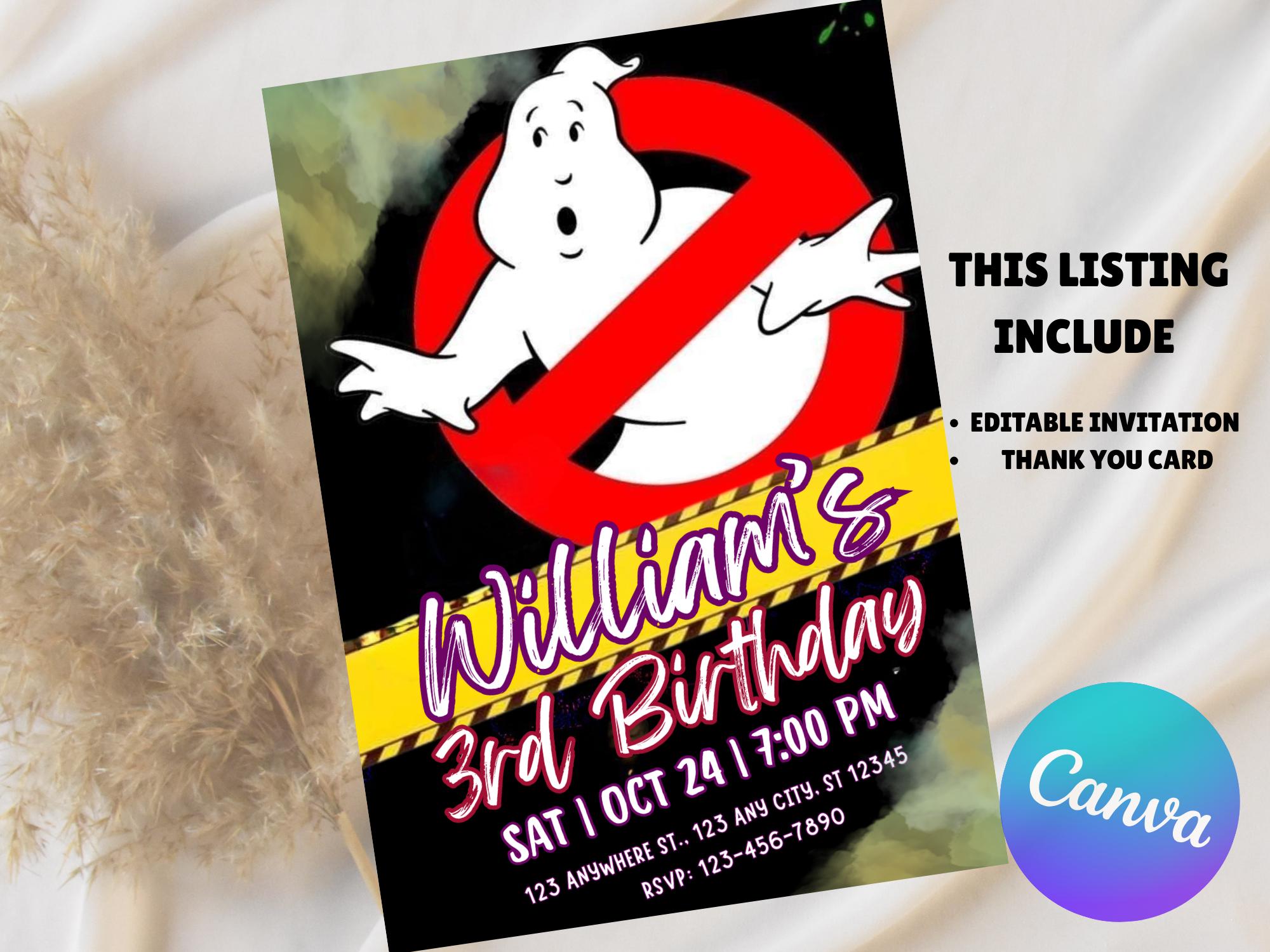 Editable Ghostbusters Birthday Invitation | Printable Ghostbusters ...