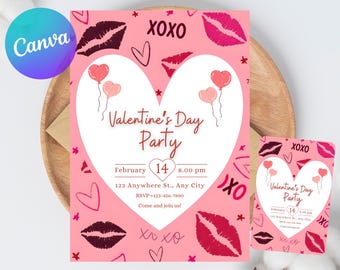 Galentine's Girls Night Invitation, Friends Valentines Dinner Invite, Digital Valentine Invitation, Galentines Day Evite, Instant Download