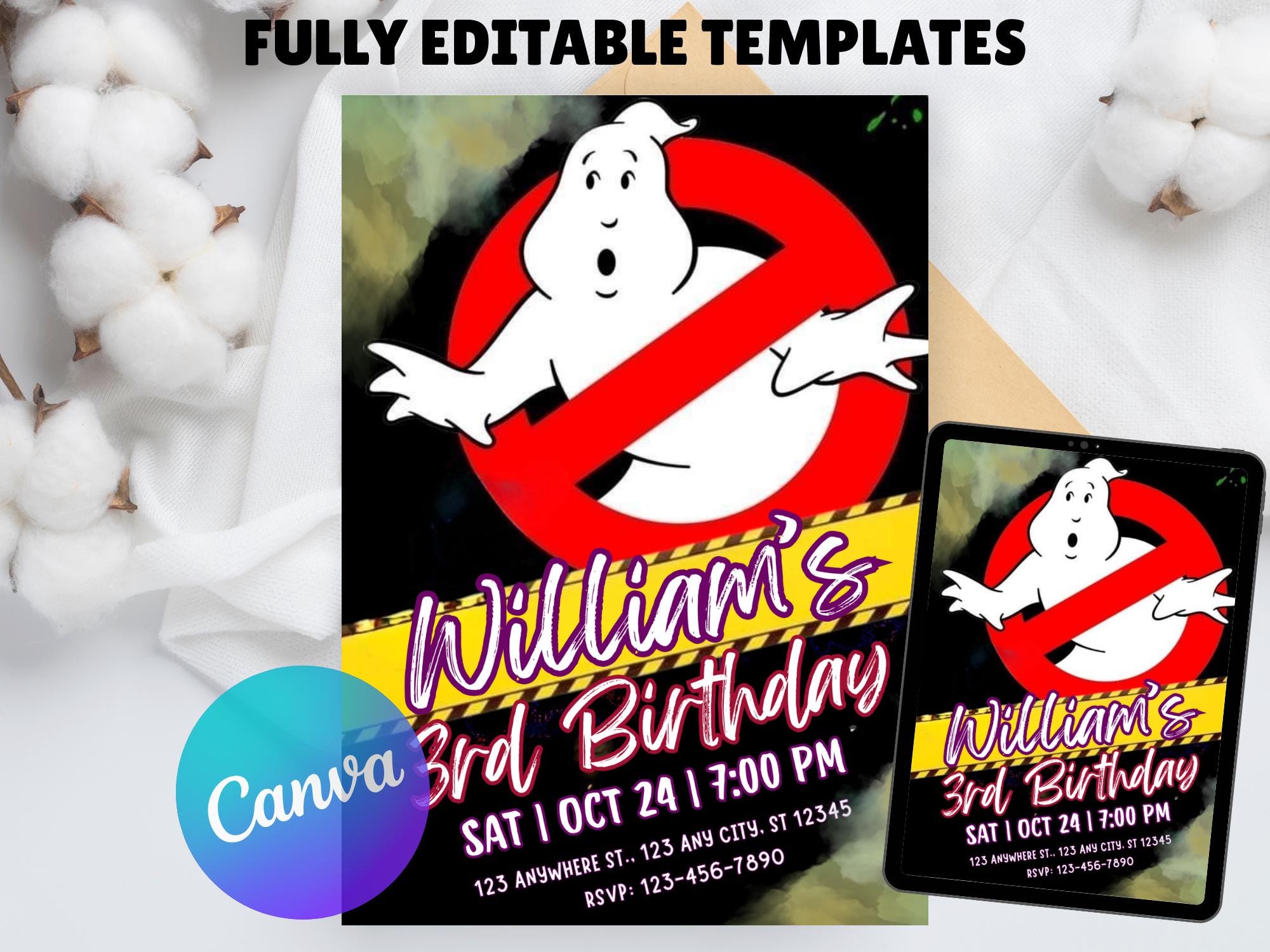 Editable Ghostbusters Birthday Invitation | Printable Ghostbusters ...