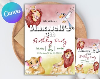 Lion King Invitation Lion King Birthday Lion King Party Lion King Editable Invitation Lion King Printable File