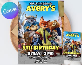 Zootopia 2 Girl Birthday Invitation Template, Zootopia Animal Party Digital Download, Zootopia 2 Birthday Invitation, Zootopia invitation