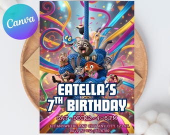 Zootopia 2 Birthday Invite Editable Template, Zootopia digital download, Judy Hopps, Zootropolis Invitation