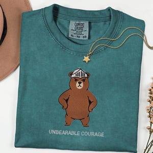 Unbearable Courage Unbearable Courage Bear Knight Tee, Funny Medieval Bear Graphic Shirt, Comfort Colors 1717, DnD Bear Gift, Funny Pun T-Sh