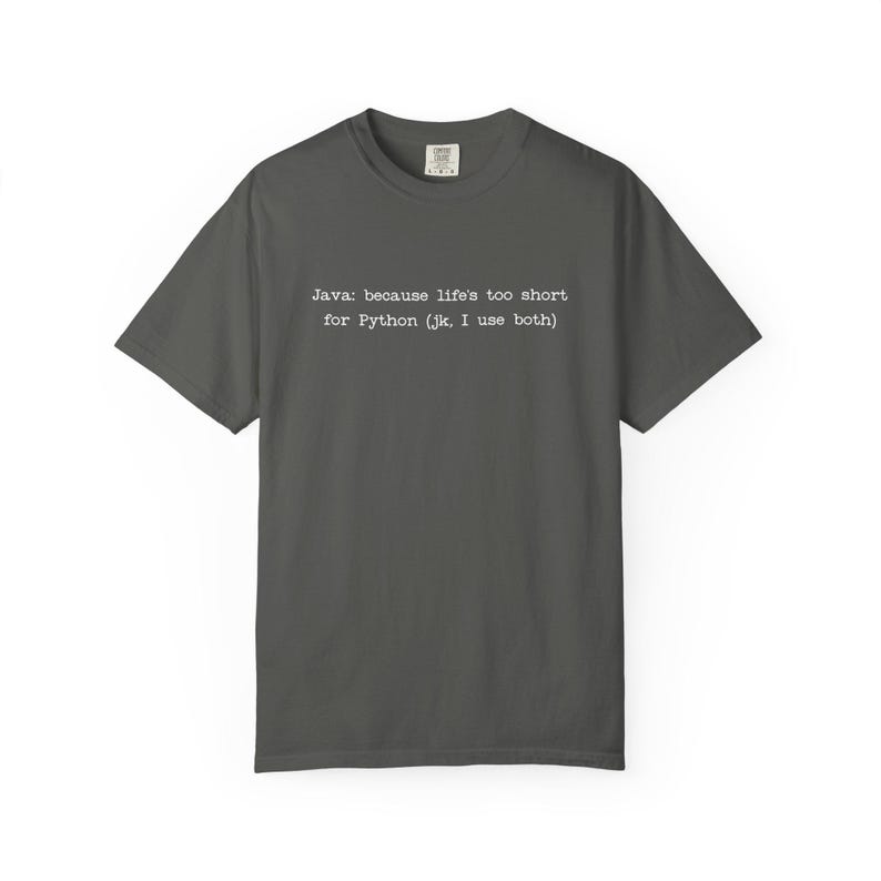 Camiseta Java vs Python | Camiseta com humor sobre linguagens de programação | Camiseta engraçada para programadores imagem 3