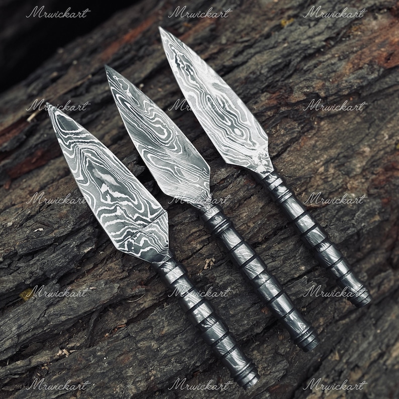Handmade Damascus Kunai Knife | Ninja-Inspired Throwing Knife | Men’s Gift image 7