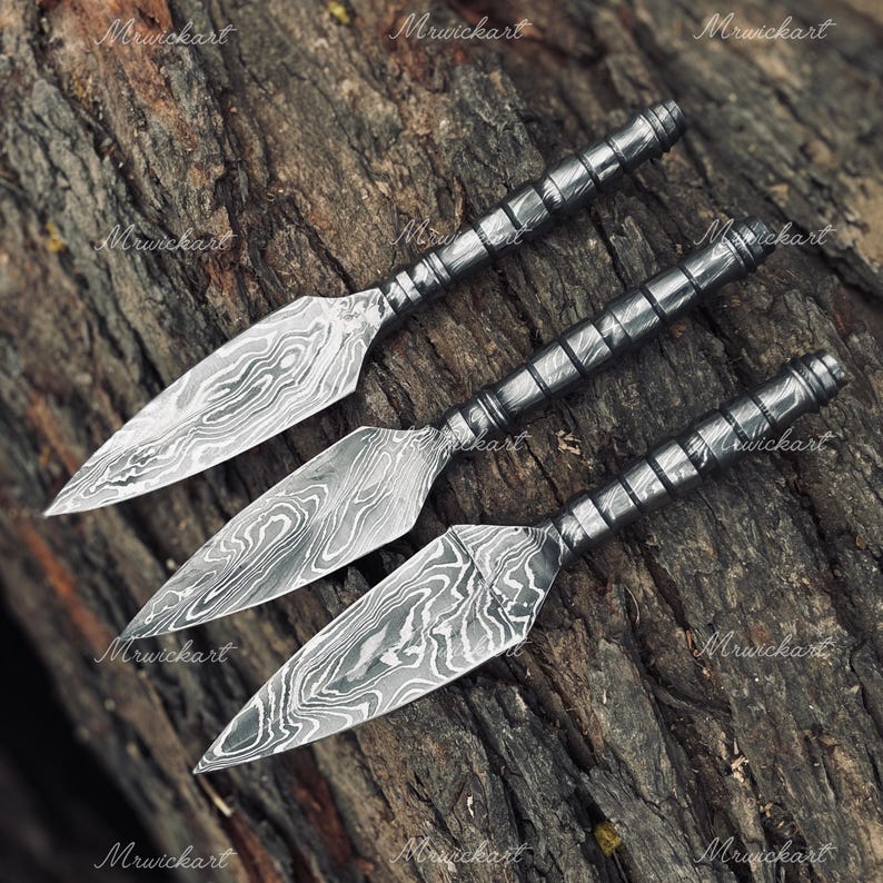 Handmade Damascus Kunai Knife | Ninja-Inspired Throwing Knife | Men’s Gift image 5