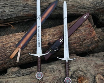 Replica della spada Templar Accolade / Spada da cavaliere medievale / Acciaio al carbonio / Cosplay e esposizione