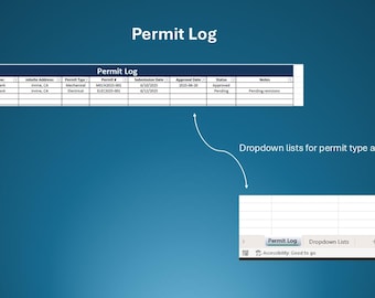 HVAC Permit Log (Excel) | Construction Permit Tracker with Status & Inspections