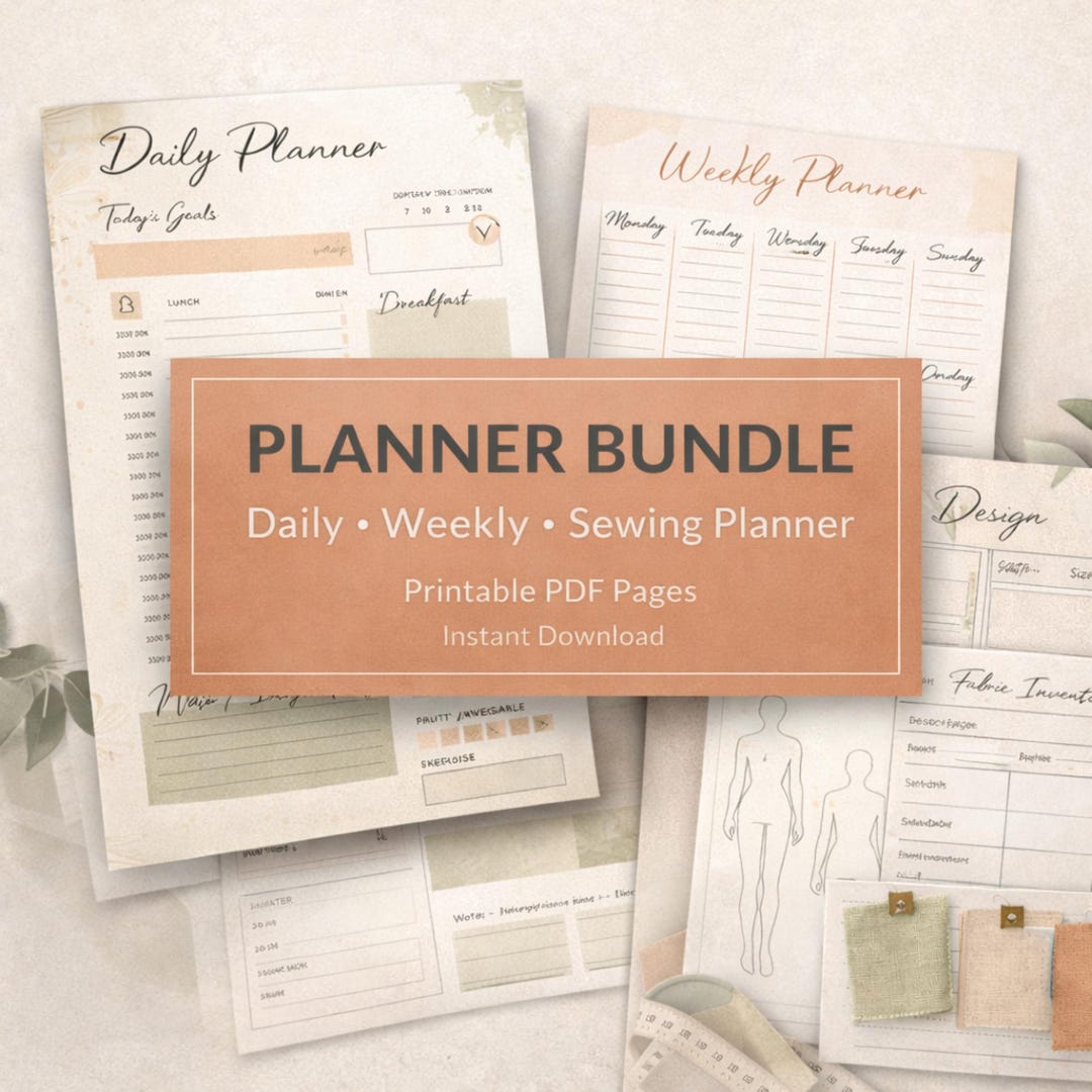 Printable Planner Bundle | Daily Planner, Weekly Planner and Sewing ...