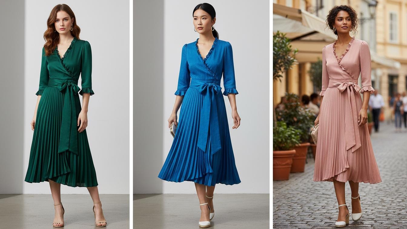 Vintage Wrap Dress Sewing Pattern PDF | Easy Puff Sleeve Dress Pattern ...