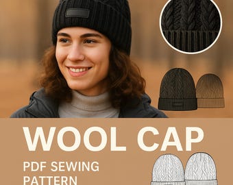 Beanie Sewing Pattern - Wool Cap Sewing Pattern PDF – DIY Winter Hat Pattern – Easy Beginner Sewing Project – Printable Digital Download