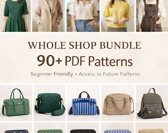 Whole Shop PDF Sewing Pattern Bundle for Women | 90+ Dresses, Tops, Skirts, Coats & Aprons, Bags, Wallets | Beginner Friendly