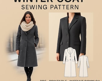 Winter Coat Sewing Pattern PDF • Women’s Coat Pattern • Printable Jacket Pattern • DIY Outerwear Pattern • Digital Download