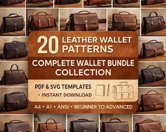 Leather Wallet Patterns Bundle – 20+ PDF & SVG Templates | Bifold, Coin Wallet, Card Holder | DIY Leathercraft Digital Download