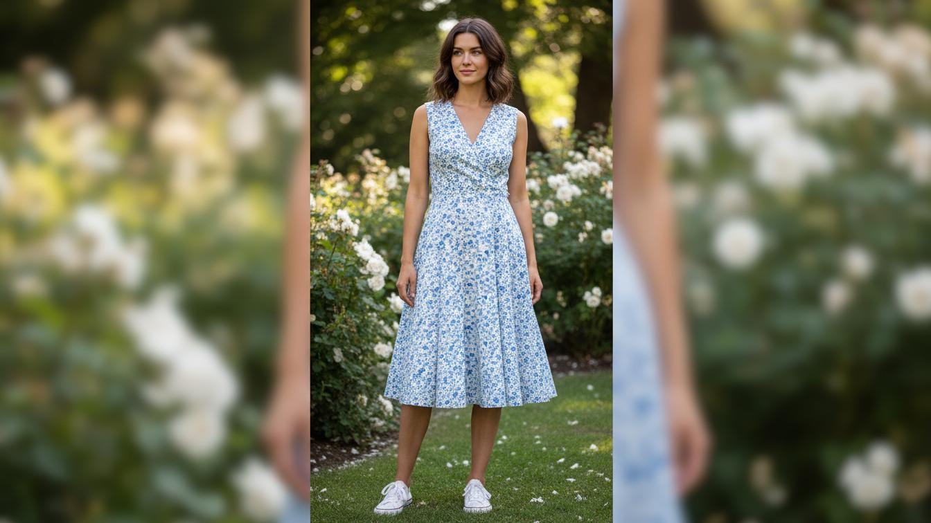 Wrap Dress Sewing Pattern PDF | Sleeveless V-neck Midi Dress | Beginner ...