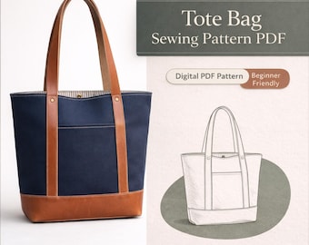 Tote Bag Sewing Pattern PDF | Beginner Friendly Shoulder Tote Bag Pattern | Easy Everyday Tote | Instant Download