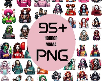 Pacchetto PNG di Halloween Mama, PNG di Mamma Horror, Pacchetto PNG di Mamma Spettrale, Pacchetto PNG di Personaggi Horror, PNG per Sublimazione di Halloween, 95 PNG