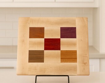 Handcrafted Cherry, Padauk, Purple Heart, Walnut, & Maple Wood Cutting Board | Charcuterie Board