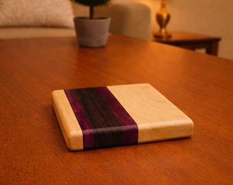 Handmade Hardwood Coasters – Maple, Wenge & Purpleheart, Set of 4