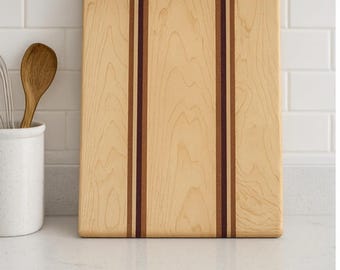 Handcrafted Padauk, Purple Heart, and Maple Wood Cutting Board | Charcuterie/Cheese Board