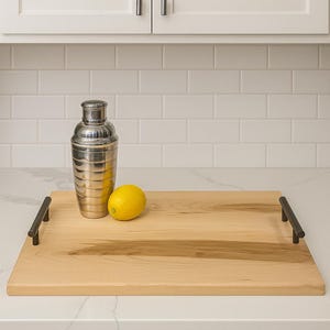 Solid Maple Serving Tray With Handles, Handcrafted Wood Charcuterie Board